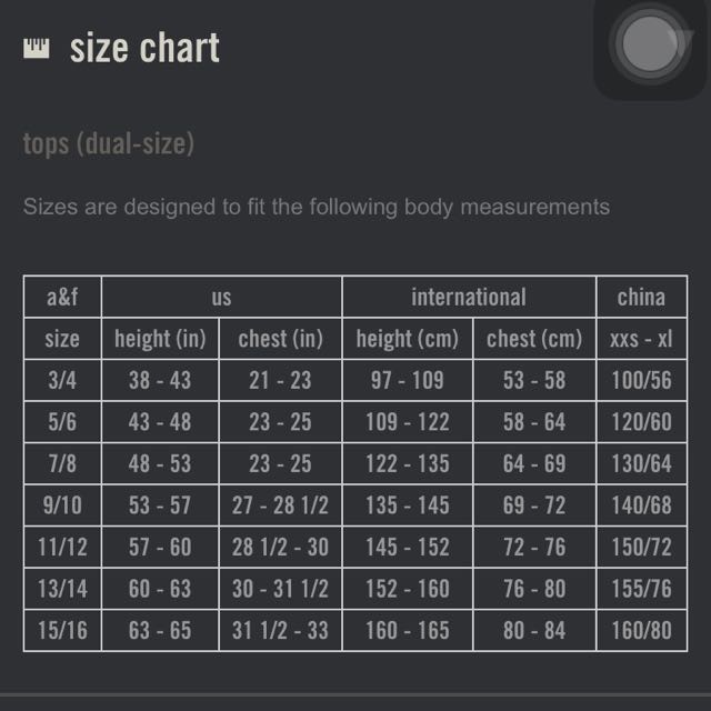 abercrombie kids size guide