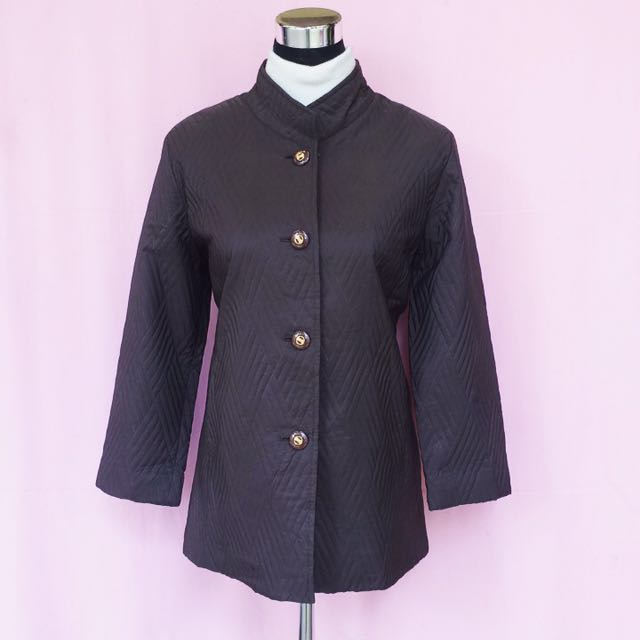 Plain Quilted Jacket - Chocolate