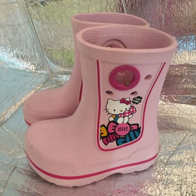 Crocs hello kitty pink rubber boots 