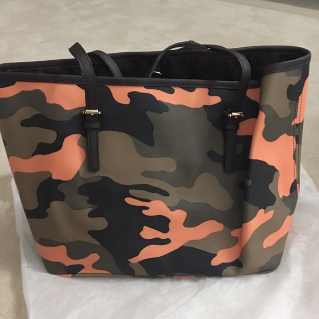 Michael kors sales orange camo tote