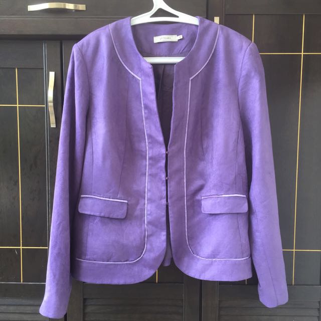 Purple Velvet Blazer, Women's Fashion, Coats, Jackets and Outerwear on ...