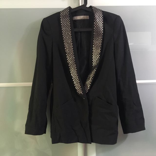 Zara basic studded blazer, Women's 