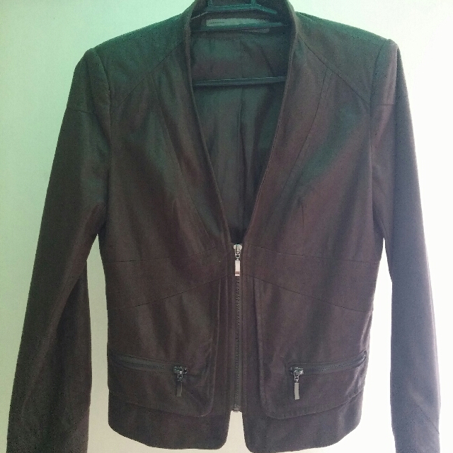 Zara Faux Leather Jacket Brown Preloved Women S Fashion Clothes On Photo
