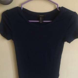 f21 ribbed top navy blue