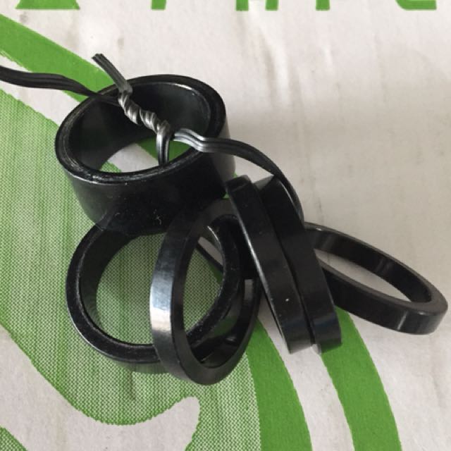 Aheadset threadless spacers (Category: Bicycles) located in Singapore. Submitted by solomonchow (Listing ID 129447598, Image 1). Description: Aheadset threadless spacers (Assorted) - 1 1/8" - used - selling as a set.