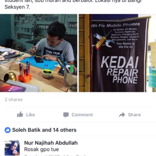 Kedai Repair Cikgu Basri Fast Face To Face Mobile Phones Tablets Others On Carousell
