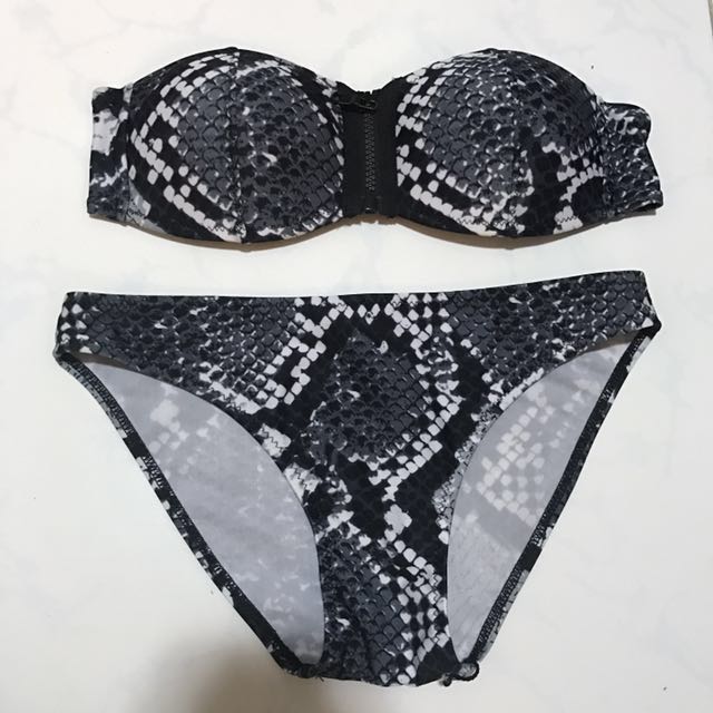 snakeskin bandeau bikini