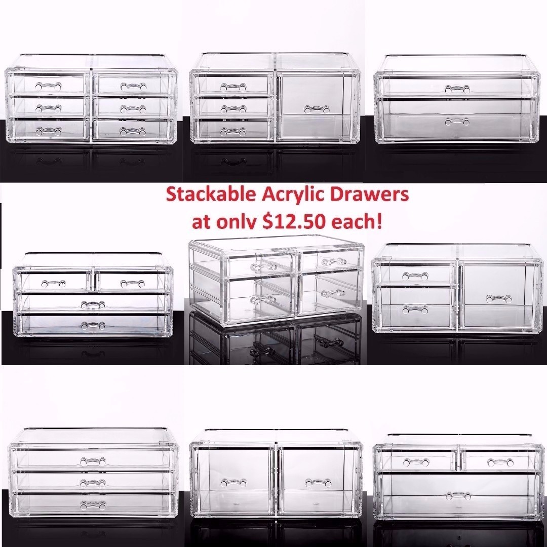 Acrylic Transparent Makeup Organizer Box Storage Clear Drawers
