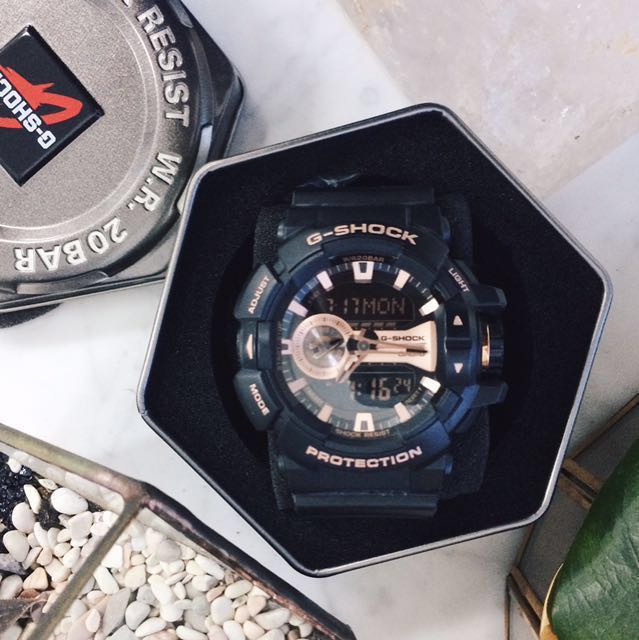 G shock matte black rose gold top