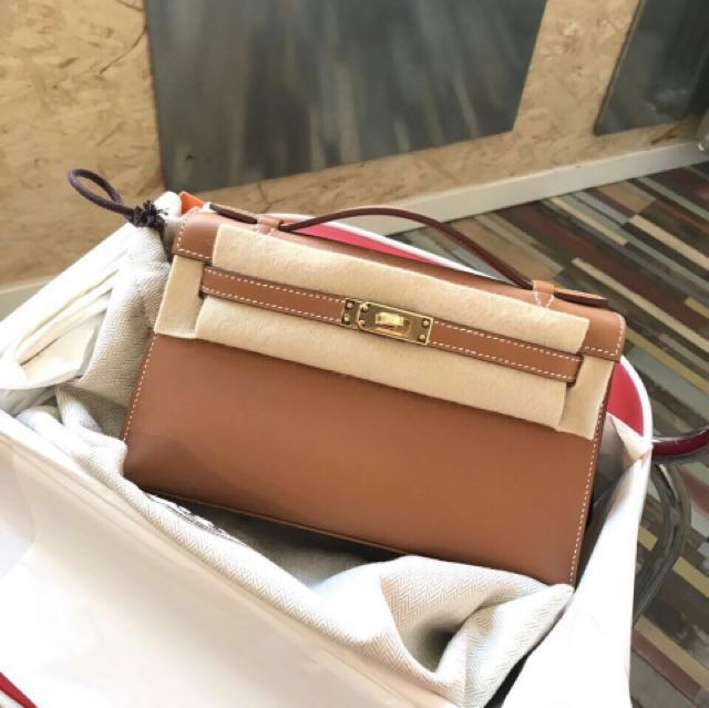 Hermes Kelly Pochette Gold Swift GHW - Klueles