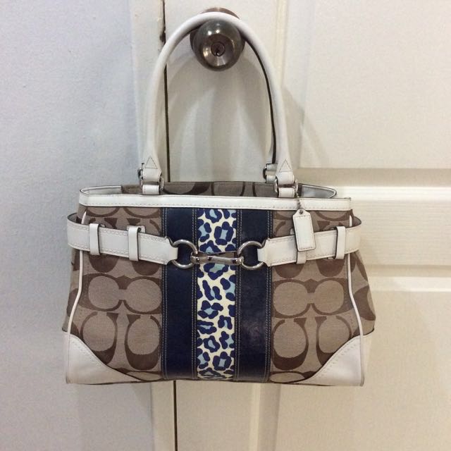 blue leopard print bag