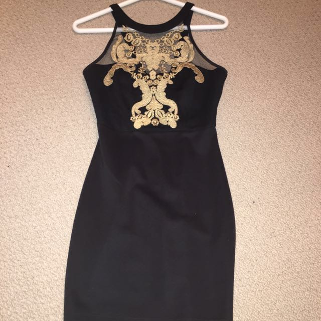 forever 21 black and gold dress