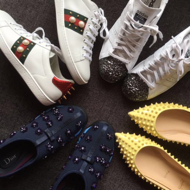 GUCCI ACE SNEAKERS PEARL SPIKE