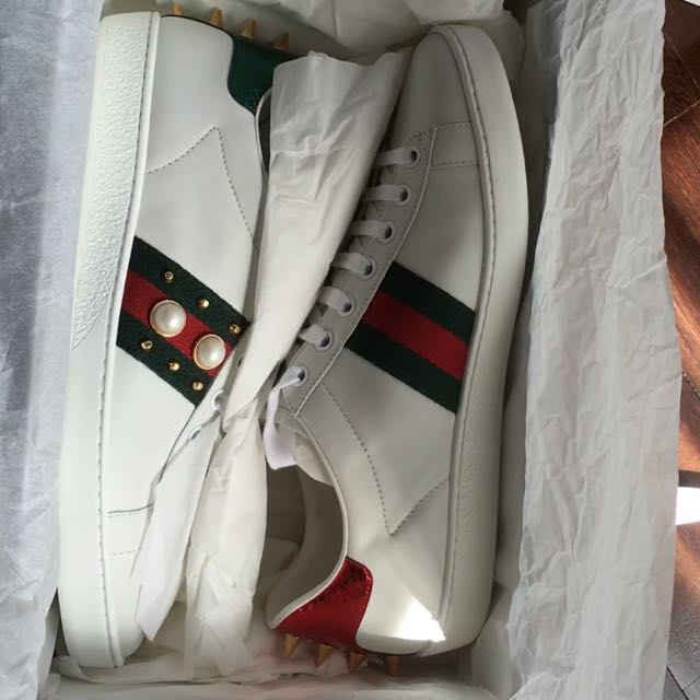 GUCCI ACE SNEAKERS PEARL SPIKE Luxury Bags Wallets on Carousell