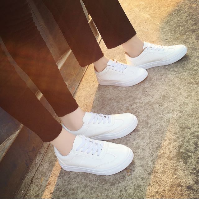 Korean style white sneakers Women s Fashion Footwear Sneakers