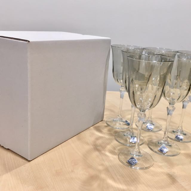 La Reine Italy Crystal Goblets red wine cups, Furniture & Home Living, Kitchenware & Tableware