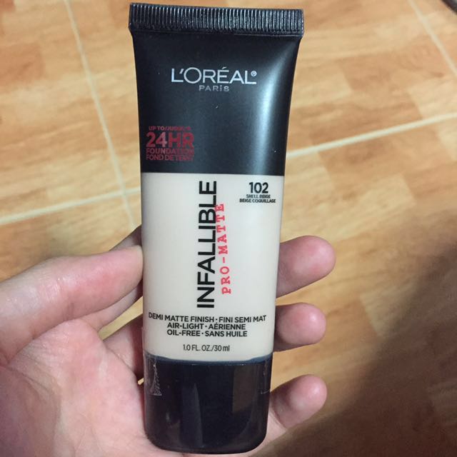 L'Oréal Infallible Pro-Matte 24HR Foundation Shade 102 Shell Beige, Beauty  & Personal Care, Face, Makeup on Carousell