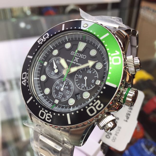 Seiko prospex sea diver's 200m new arrivals chronograph solar sports watch green ssc615p1