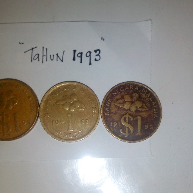 Syiling Rm 1 Lama Tahun 1993 Antiques Currency On Carousell