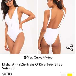 Cute white one piece swimsuit swim bathers size 6/8