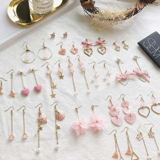 classy gold pink heartshaped earrings