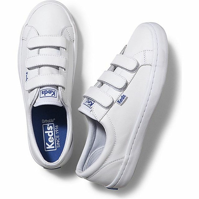 white sneakers with velcro straps