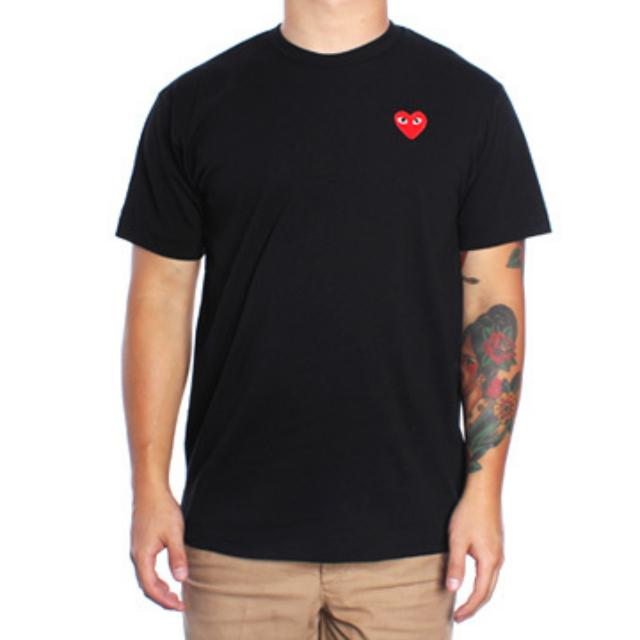 black shirt with red hearts