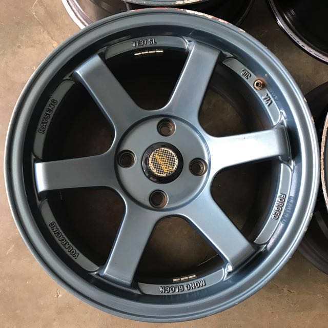 Rim TE37 SL Blue 16 inch, Aksesori Auto di Carousell