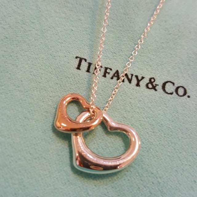 Tiffany double shop open heart necklace