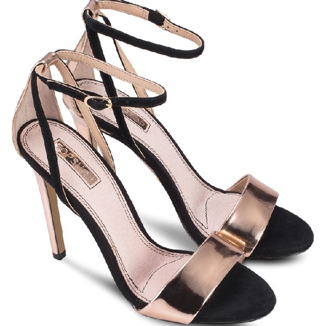 black and rose gold heels