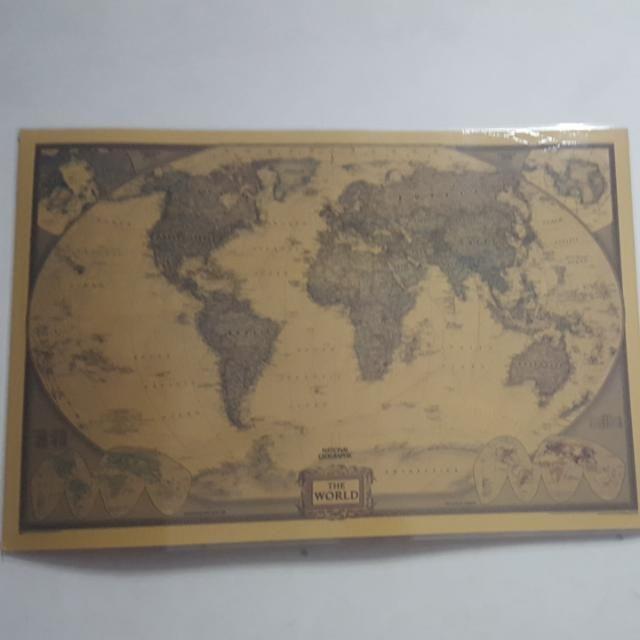 National Geographic Antique World Map, Furniture, Home Decor on Carousell