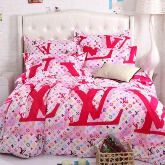 Pink White LOUIS VUITTON Bedding, Home & Furniture, Home Decor on Carousell