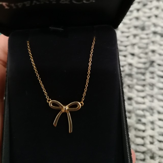 Tiffany rose gold bow necklace