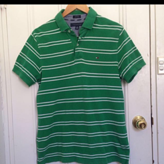 tommy hilfiger green striped shirt