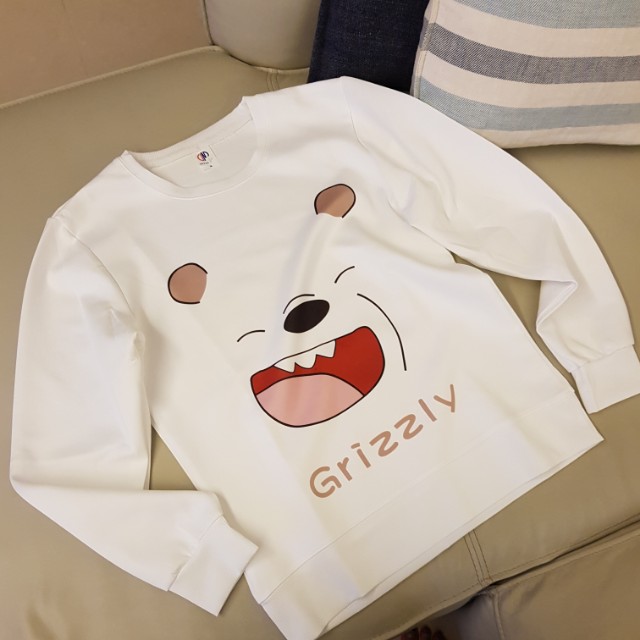 We Bare Bears Grizzly White Pullover Women S Fashion Clothes