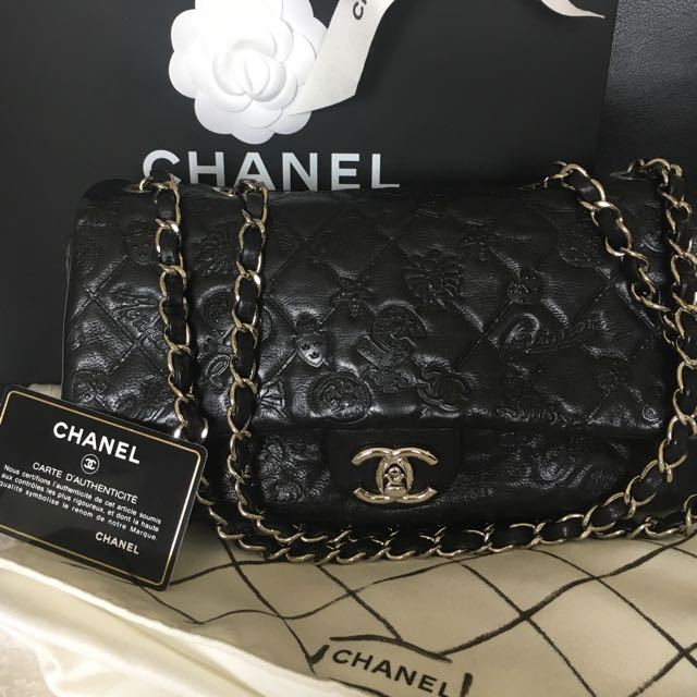 Authentic Chanel Embossed Lucky Charms Flap Bag In Black Luxury Bags   Wallets on Carousell