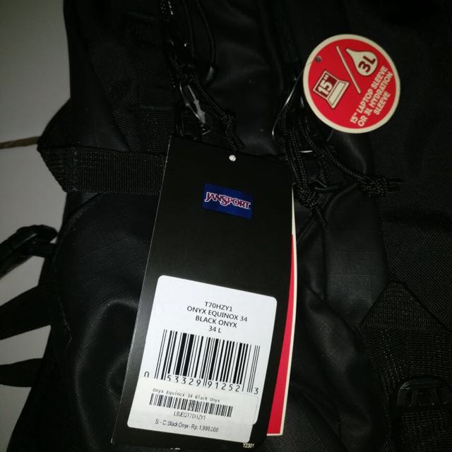 Jansport Black Onyx Equinox 34L Fesyen Pria Tas Dompet di