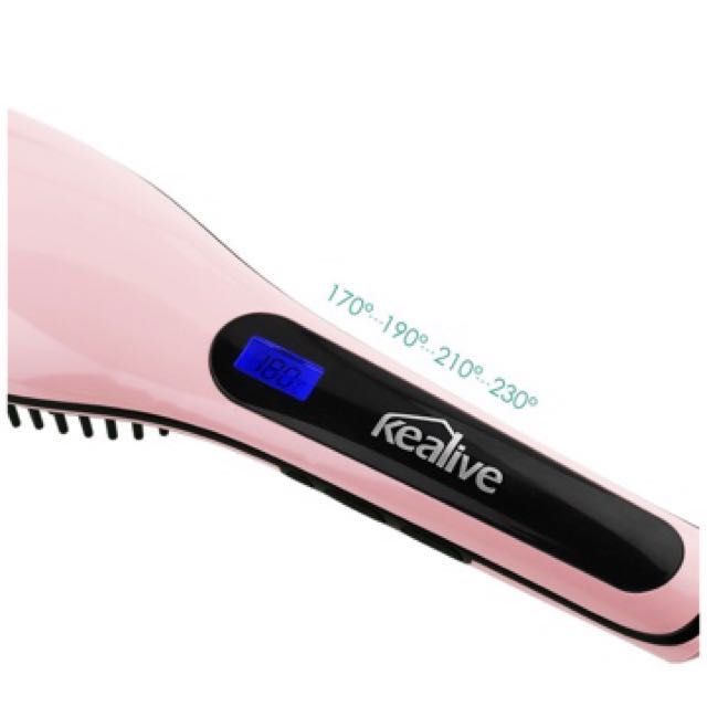 Kealive Hair Straightening Brush Portable Electric Adjustable Temperature Ceramic Heating Anti Scald LCD Digital Straightening Brush for Professional Hair Care Beauty Styling Comb Beauty Personal Care...