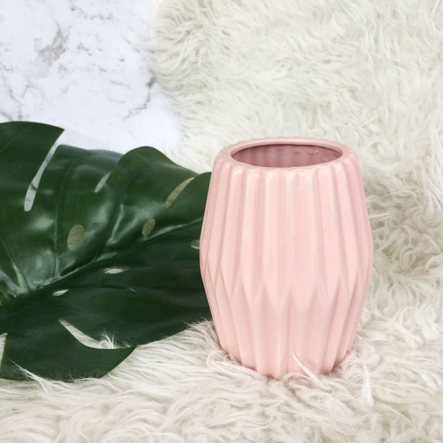 Kmart Pink Ribbed Vase, Furniture & Home Living, Home Decor, Vases