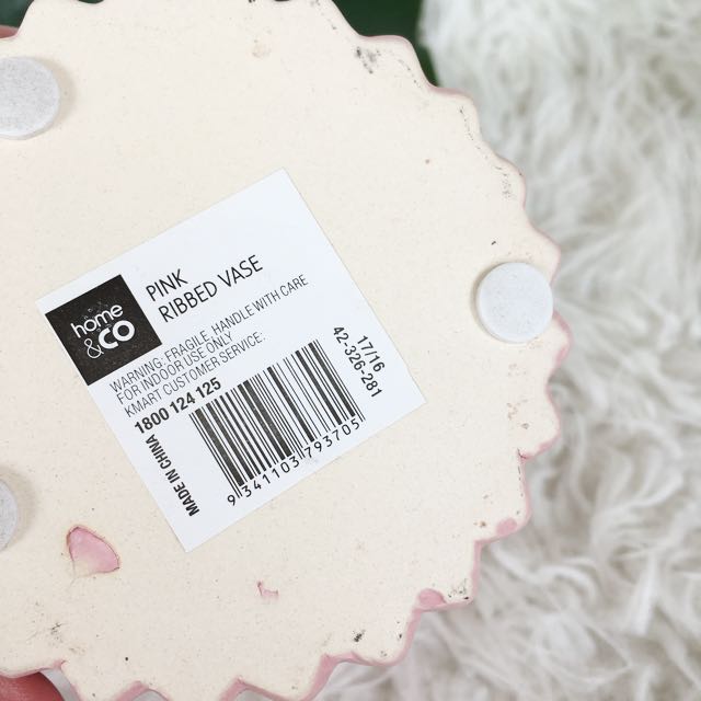 Kmart Pink Ribbed Vase, Furniture & Home Living, Home Decor, Vases