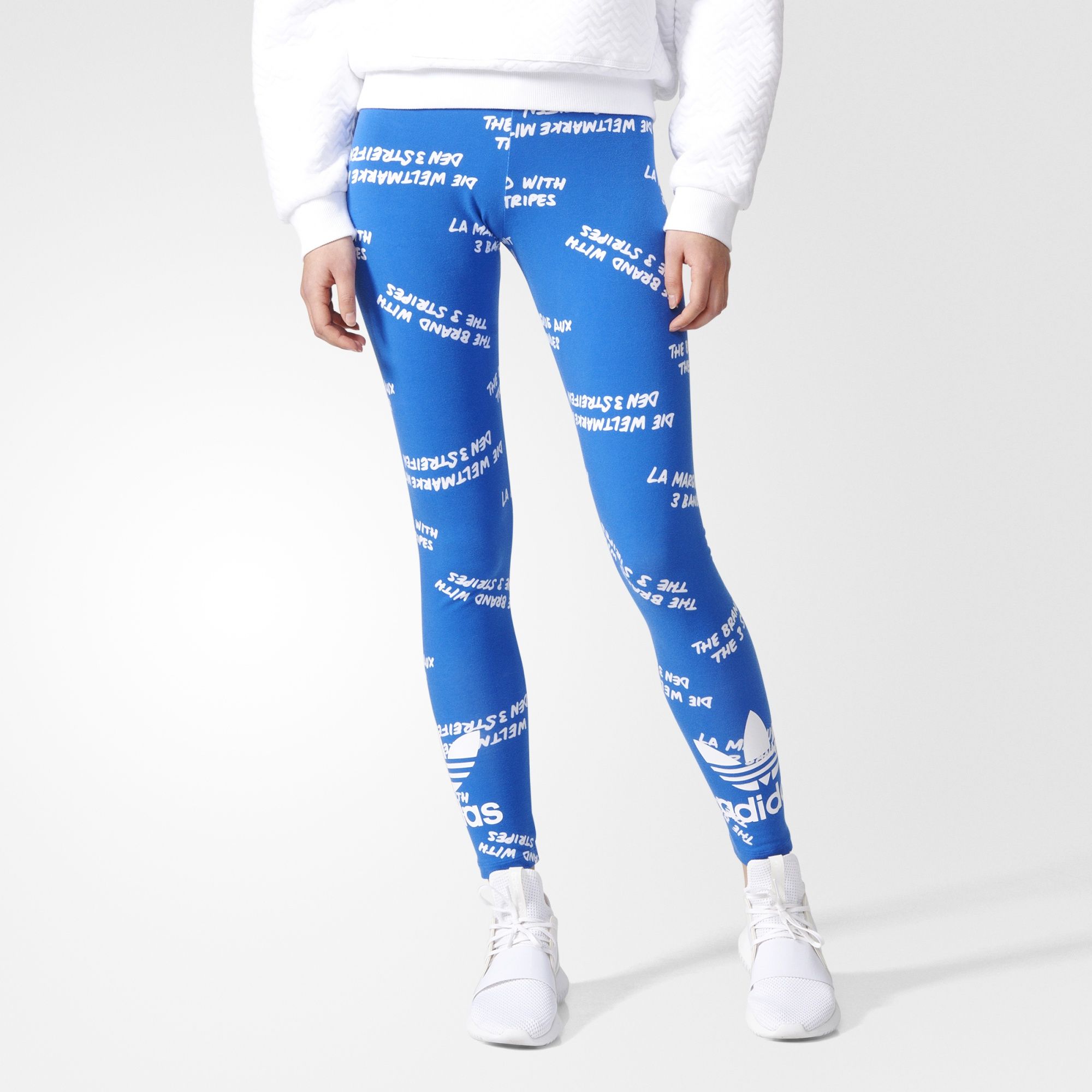 adidas trefoil leggings blue