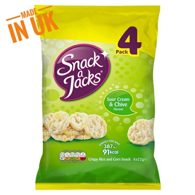 Quaker Snack A Jacks Sour Cream Chive Rice Cakes 4 Pack Food Drinks Packaged Snacks On Carousell