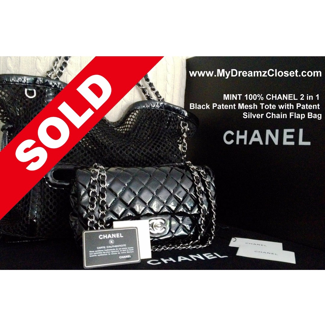 SOLD - 100% CLASSIC CHANEL Black Patent Leather Big CC Gold Chain 16.5 XL  Laptop Tote Bag, Women's Fashion, Bags & Wallets, Cross-body Bags on  Carousell