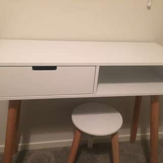 White desk and stool