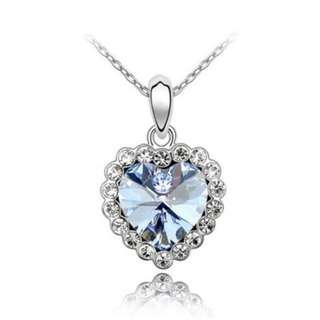 Platinum Plated Austrian Crystal Heart Necklace