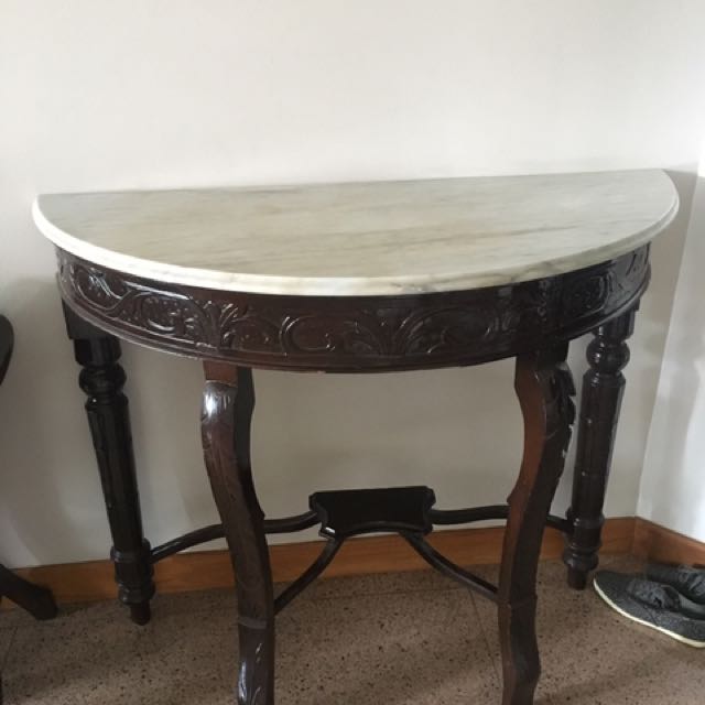 Antique Marble Semi Circle Side Table Furniture Home Decor