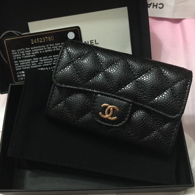 Chanel 19 Caramel Flap Card Holder, Luxury, Bags & Wallets on