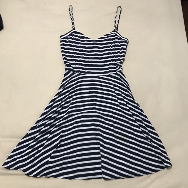 cotton on blue and white striped dress