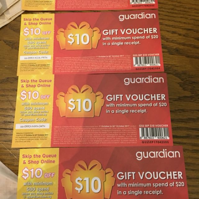Guardian gift voucher, Tickets & Vouchers, Vouchers on Carousell