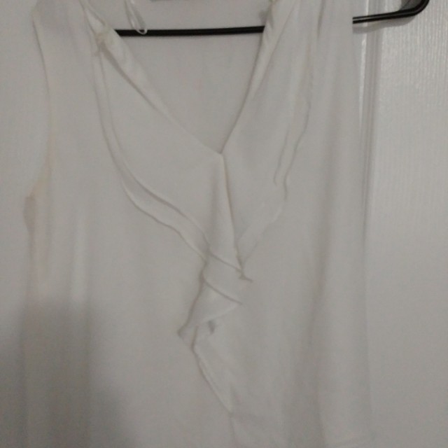 zara white frill blouse